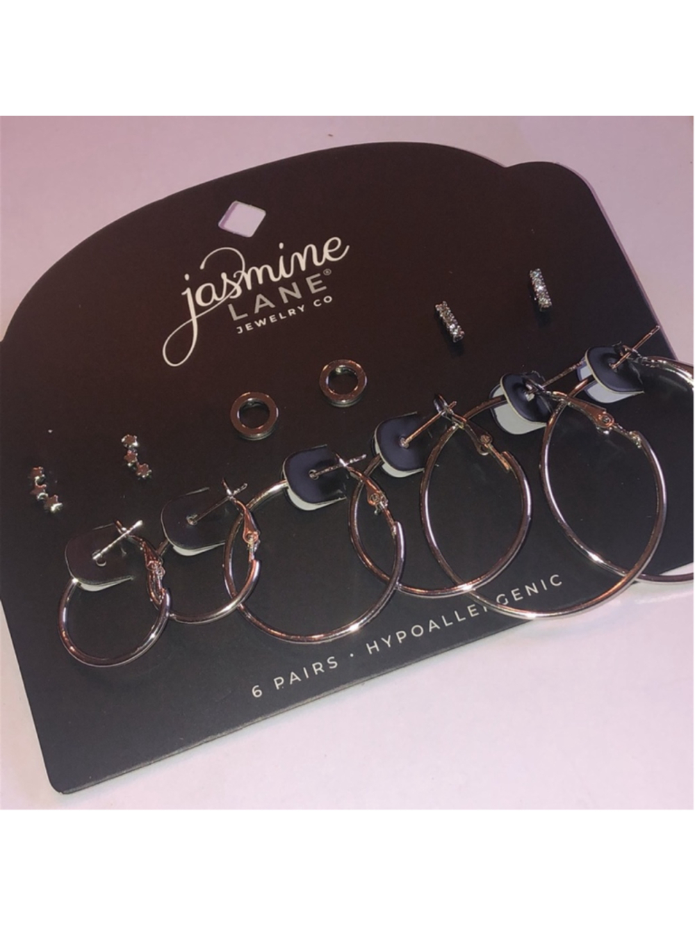 Jasmine Lane Silver Tone Dainty Boho Hoop and Stud Earring Set